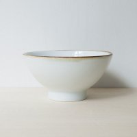 【阿部眞士】白磁口紅飯碗