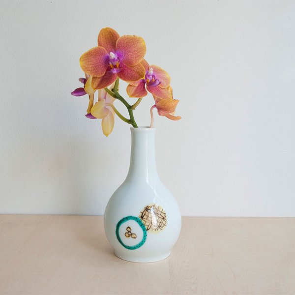 画像11: 【阿部眞士】色絵丸紋一輪差