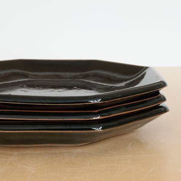 画像6: 【昇陽窯】八角皿 6寸（黒）