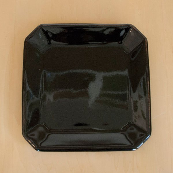 画像2: 【昇陽窯】隅切皿 6寸（黒）