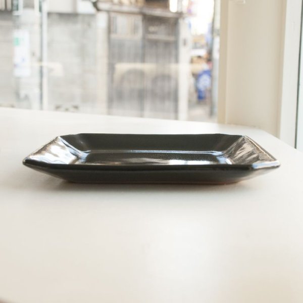 画像3: 【昇陽窯】隅切皿 7寸（黒）