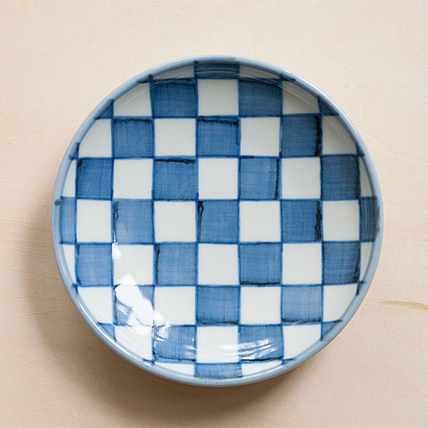 画像4: 【梅山窯】縁立皿4.6寸（市松）