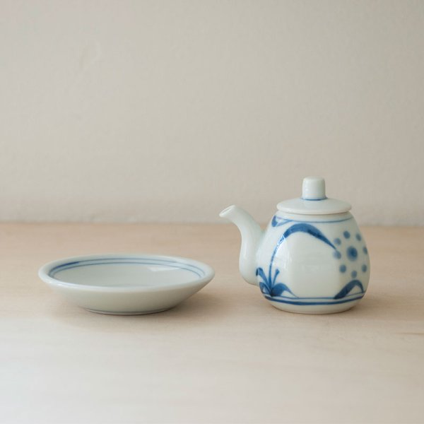 画像5: 【梅山窯】ミニ醤油さし(呉須太陽)