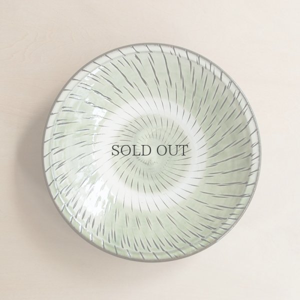 画像4: 【小鹿田焼（坂本工）】 7寸皿 トビカンナ緑