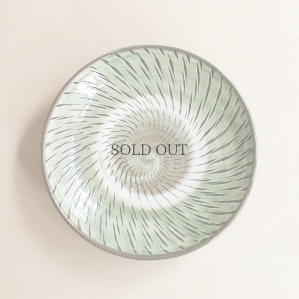 画像8: 【小鹿田焼（坂本工）】 7寸皿 トビカンナ緑