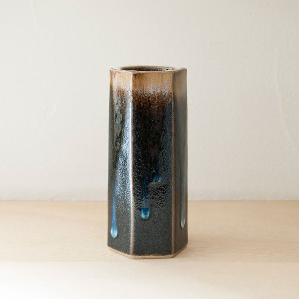 画像3: 【出西窯】面取筒花入 特小(黒モミ流)