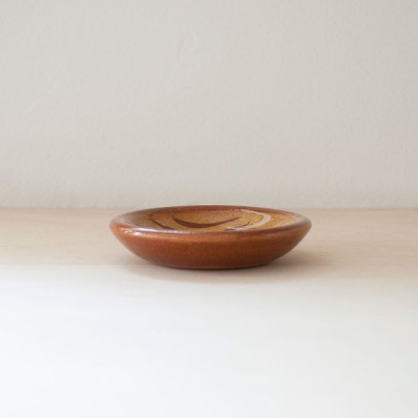 画像3: 【湯町窯】小皿スリップ（キイロ×茶 波）