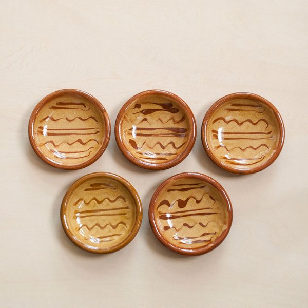 画像4: 【湯町窯】小皿スリップ（キイロ×茶 波）