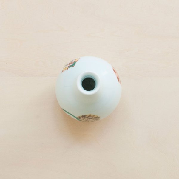 画像10: 【阿部眞士】色絵丸紋一輪差 (10)