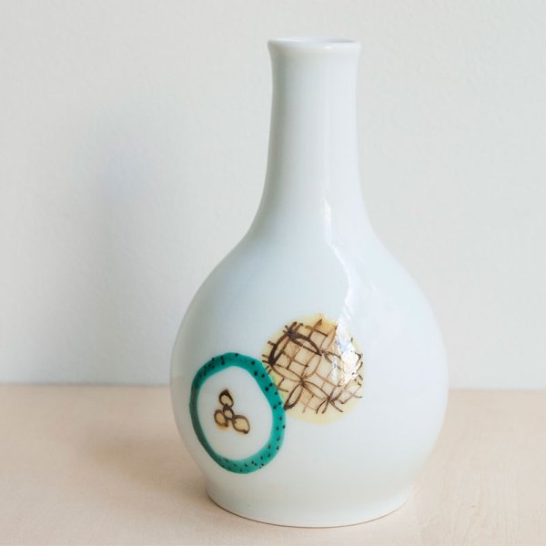 画像7: 【阿部眞士】色絵丸紋一輪差 (7)