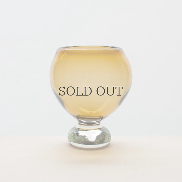 画像1: 【小野田郁子】台付丸グラス（うす茶） (1)