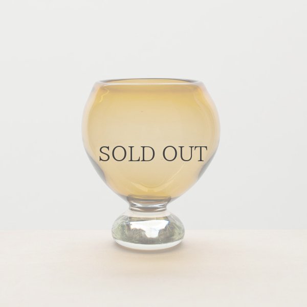 画像2: 【小野田郁子】台付丸グラス（うす茶） (2)