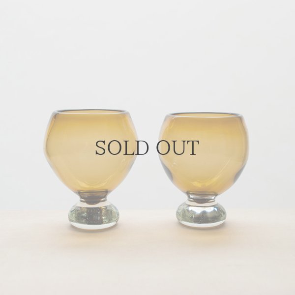 画像5: 【小野田郁子】台付丸グラス（うす茶） (5)