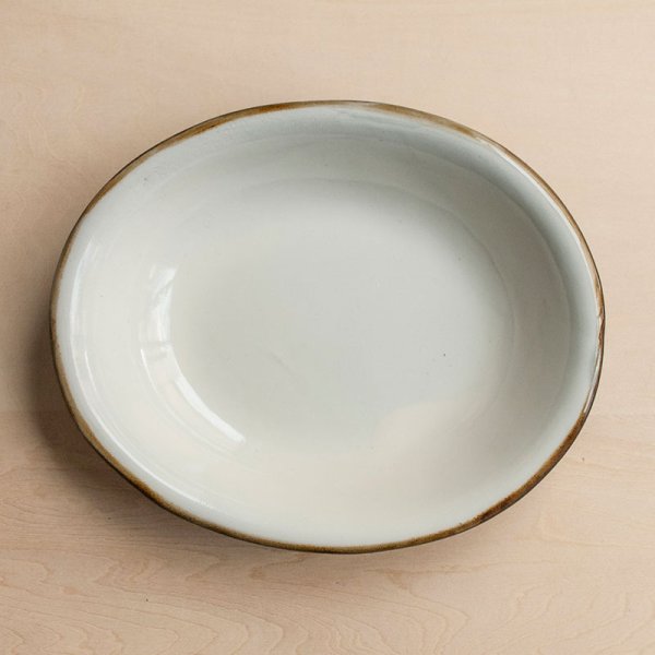画像1: 【昇陽窯】小判皿 大（白） (1)