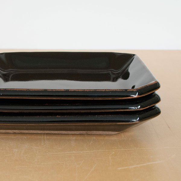 画像4: 【昇陽窯】隅切皿 6寸（黒） (4)