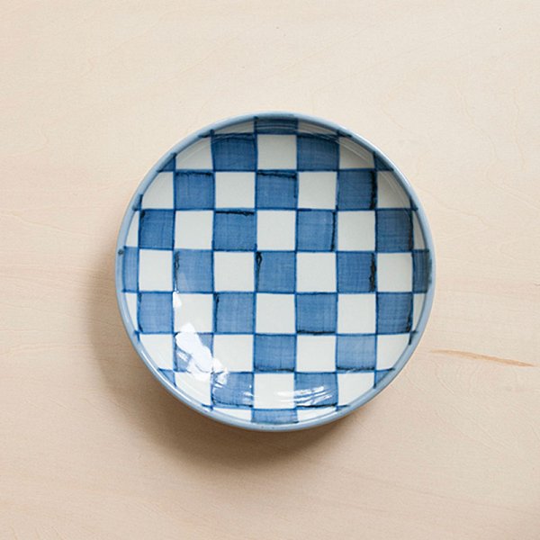 画像3: 【梅山窯】縁立皿4.6寸（市松） (3)