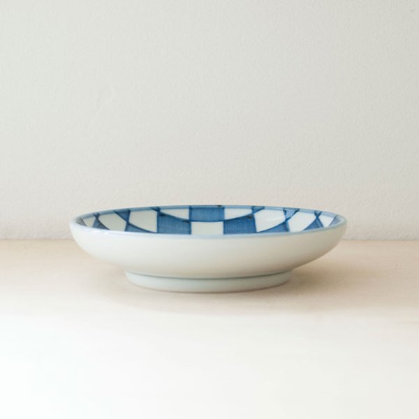 画像5: 【梅山窯】縁立皿4.6寸（市松） (5)