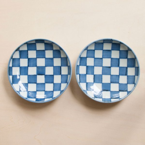 画像6: 【梅山窯】縁立皿4.6寸（市松） (6)