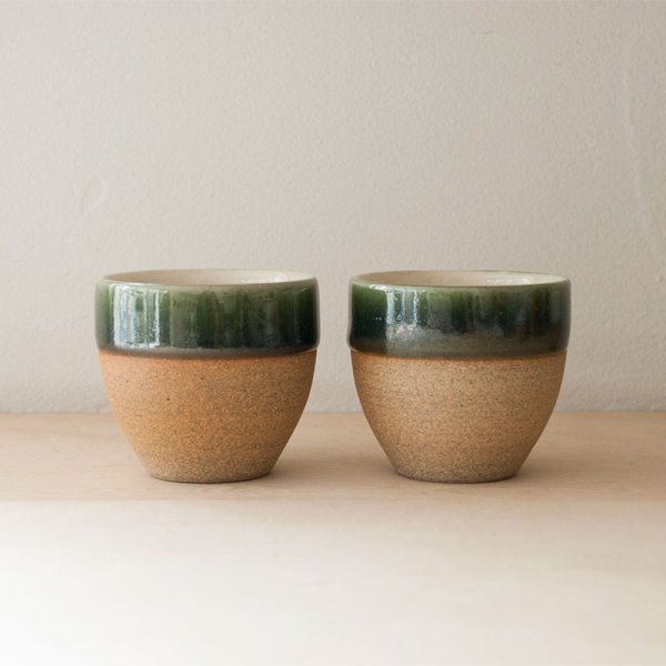 画像3: 【出西窯】湯呑 小（縁緑下焼〆） (3)