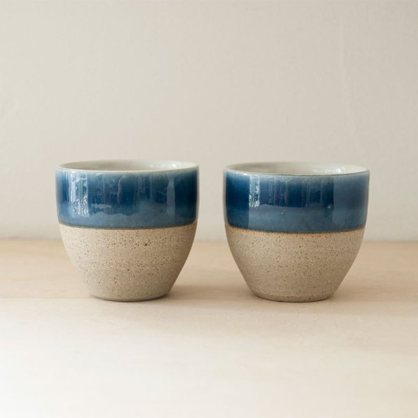 画像4: 【出西窯】湯呑 小（縁呉須下焼〆） (4)