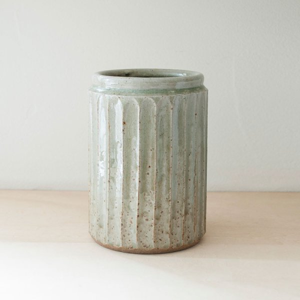 画像2: 【出西窯】花瓶 鎬(灰)  (2)